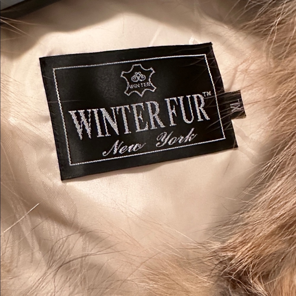 💯% Authentic Women's Tan Fox Fur Crop Jacket - Picture 5 of 7